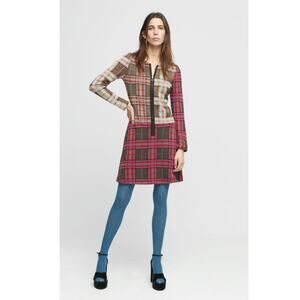 NWT Aldo Martins Orly Knit Mini Dress $250 SMALL Plaid Check Zip Long-Sleeve
